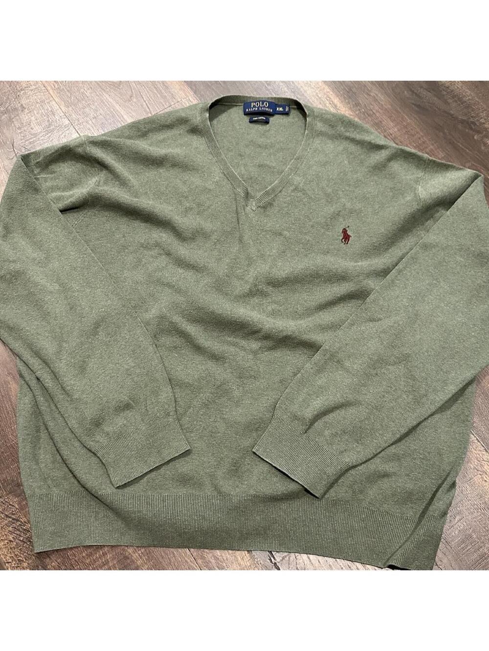 Polo Ralph Lauren Men's Green and Khaki Jumper